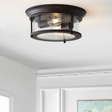 Lauren 13.25" Metal/Glass LED Flush Mount - JONATHAN Y